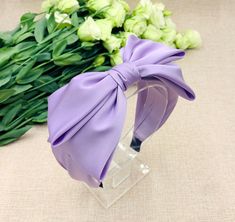 Lavender satin big Bow Knotted Headband for women Headband Width: 60 MM the big bow size : 10 cm * 19 cm Hell Lila, Big Bow Headband, Purple Bow, Ribbon Headbands, Purple Bows, Wardrobe Accessories, Knotted Headband, Boho Headband, Purple Ribbon