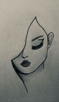 a drawing of a woman's face with her eyes closed and eyelashes drawn on paper