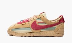 nike-cortez-union-tan-pink-dr1413-200-sneakers-heat-1 Nike Cortez Red, Green Bicycle, Retro Running Shoes, Classic Cortez, Sneaker Boutique, Jordan Sneakers, Pink Clay, Nike Shox