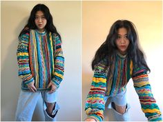 This is a beautiful, rare, collectible and most importantly original vintage 90s Coogi Australia sweater. It is very classic, and seen worn by a lot of iconic people like Notorious BIG, Snoop Dogg. It is a very important part in 90s hip hop fashion. This sweater is in great vintage condition, with very minimal sign of wear. Super clean and color is still as vibrant as new. Has its original tag. It is a size L. Feel free to ask me any questions about the piece. Coogi Sweater Outfit Women, 90s Sweater Outfits, Multicolor Christmas, Iconic People, Sweetheart Jewelry, Coogi Sweater, Style Moodboard, 90s Hip Hop Fashion, Notorious Big