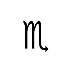 the letter m is made up of black letters and an arrow pointing to it's left