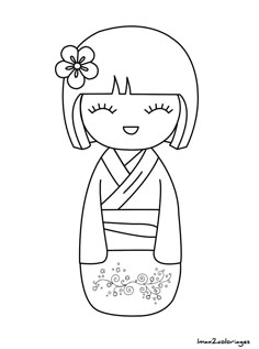 a drawing of a girl in a kimono with flowers on her hair and eyes closed