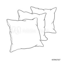 three pillows drawn in one line on a white background with space for your own text