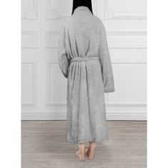 Made of a fluffy sherpa to give a cozy feel, their robe is super soft, lightweight, yet warm at the same time. Comes with a waist strap so you can adjust for perfect fit and 2 side pockets to keep all your essentials! The robe is constructed with 260 GSM of high-quality microfiber polyester that is soft to touch, easy to care for, and lightweight at the same time. Everly Quinn Color: Light Gray, Size: S/M | Everly Quinn Lamartine Fleece Female Mid-Calf Bathrobe w / Pockets 47.2 H x 50.0 W in gra Cozy Solid Color Winter Sleepwear, Cozy Super Soft Winter Robe, Cozy Winter Robe Super Soft, Cozy Winter Robe, Super Soft, Cozy Winter Home Robe, Gray Winter Sleepwear, Gray Winter Sleepwear For Lounging, Gray Sleepwear For Winter Lounging, Cozy Gray Sleepwear