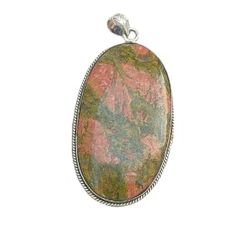 Natural Green Unakite Pendant, Oval Shape Pendant, 925 Sterling Silver Plated, Handmade Pendant, Unisex pendant, Statement Necklace, Best Gifts Forever, Handmade Pendant For Necklace Handmade Pendant, Brass Material