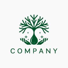 the logo for company with hands holding a tree