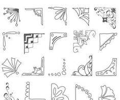 an image of different shapes and sizes of decorative items in black and white on a sheet of paper