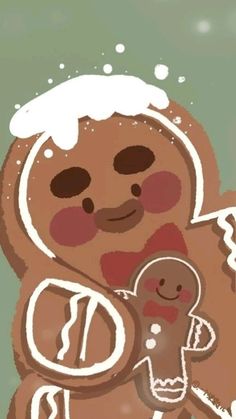 there is a drawing of a ginger holding a cookie