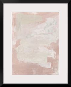 an abstract painting with white and pink colors