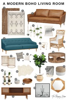 the modern boho living room mood board