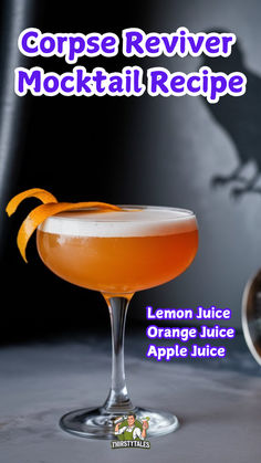 a glass filled with orange juice and topped with an orange peel next to a black background