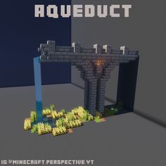 an image of a bridge that is made out of minecraft bricks and blocks with the text, aquaduct on it