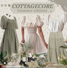 Kawaii Outfits Pastel, Cottagecore Summer Outfits, Korean Spring Outfits, Cottagecore Outfit Ideas, Spring Outfits Aesthetic, Cottagecore Cardigan, Cute Kawaii Outfits, Cottage Core Fashion