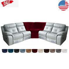 two piece sectional sofa set with red velvet upholstered back and armrests