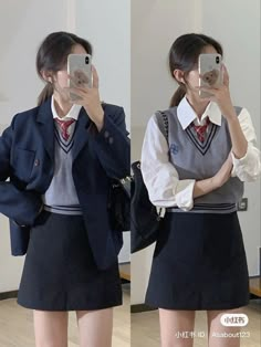 Kawaii Uniform School, School Uniform Aesthetic Girl, Aesthetic School Uniform, Korean Uniform School, Korean School Outfits, Korean Uniform, Korean School, High Clothes, School Uniform Fashion