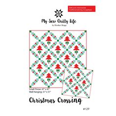 two christmas quilts with the words my sew quality life in red and green