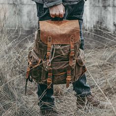 Genuine Leather & Canvas Vintage Backpack — More than a backpack Outdoor Large Capacity Canvas Backpack, Large Capacity Canvas Backpack For Adventure, Rugged Canvas Backpack For Outdoor, Rugged Travel Backpack With Canvas Lining, Functional Leather Backpack For Travel With Canvas Lining, Functional Waxed Canvas Backpack For Adventure, Large Capacity Canvas Backpack For Outdoor Activities, Brown Canvas Travel Backpack, Rugged Travel Bag With Leather Patch