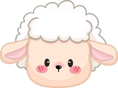 a cartoon sheep with pink cheeks and black eyeliners on it's face