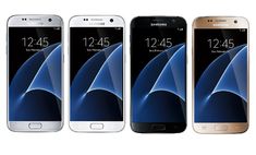 three samsung phones are shown side by side