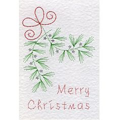 a christmas card with pine branches and holly