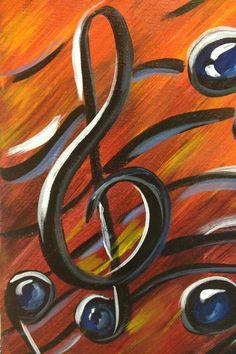 an abstract painting with music notes painted on it