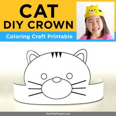 a child's craft kit with a cat wearing a crown