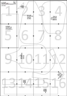 the pattern is shown with numbers and measurements to make it look like they have been cut out