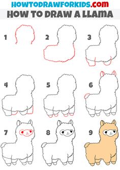 how to draw a llama for kids with easy step - by - step instructions