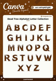 a set of letters and numbers made out of brushy paint, with the words dead tree alphabet letter collection