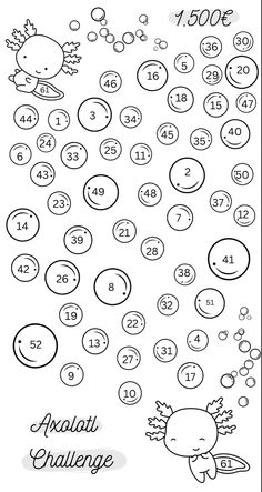 a coloring page with numbers and fish