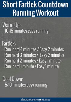 an image of a running workout for the short fatlek countdown training workout