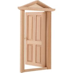 an open wooden door on a white background