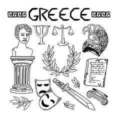 an image of greek symbols in black and white