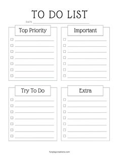 printable to do list with the words top priority, try to do and extra