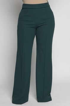 Elevate your wardrobe with these luxurious Kat Plus Size Trousers. Crafted from high-quality fabric, these trousers offer both style and comfort. The classic design and flattering fit make them a versatile addition to any outfit. Perfect for any occasion, these trousers are a must-have for any fashion-forward individual. The perfect plus-size work pants have arrived. The Kat trousers are super comfortable and perfect for working that 9-5 all day. There's a back zipper so that you won't have to d Hunter Green Pants, Green Top Outfit, Hourglass Figure Dress, Work Trousers Women, Green Dress Outfit, Pants Outfit Work, Work Attire Women, Plus Size Trousers, Wedding Pants