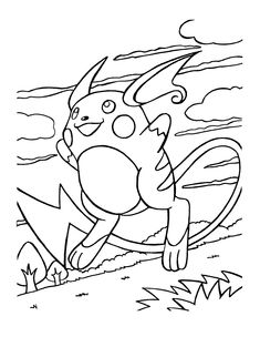 the pokemon coloring page is shown in black and white, with an image of pikachu