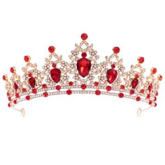 PRICES MAY VARY. Sturdy Crown: This gold tiara is handmade by durable alloy and rhinestone. Red Crystal Crown is beautiful,well-made and very solid and comfortable to wear, with hard texture for practicality and aesthetics. Color-- Gold, Color retention, no fading. Size-- 5.8inch * 2.2inch. Tiara and Crowns Suitable for adult women and girls. Weight is 70g /0.15lb. Great Gift-- It's a good choice for Wedding, Mother's Day, Valentine's Day, Birthdays,Engagement, Photograph prop or Graduation Appl Red And Gold Crown Quinceanera, Red Crown Headpieces For Party, Red And Gold Quinceanera Crown, Crown For Quinceanera Red, Red Quince Crown Gold, Ruby Tiara, Real Crown, Crowns For Women, Period Party