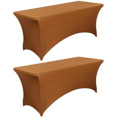 two brown table covers sitting next to each other on top of a white background,