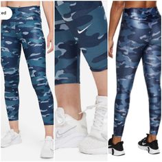 Nike Onewomen's Mid-Rise Camo Leggings Size Xxs New With Tags Workout Anywhere, Anytime With The Nike Dri-Fit One Leggings. A Mid-Rise Waistband Holds You In With Seamless Sides For A Smooth Look. Stretchy, Non-Sheer Fabric Keeps You Dry With Dri-Fit Technology. These Full-Length Leggings Have 2 Hidden Pockets In The Waistbandone Is Large Enough To Hold Your Phone. Make Sure You’re Prepared For Your Training. Product Details Tight Fit For A Body-Hugging Feel Full Length 83% Polyester/17% Spandex Nike Gym Leggings, Blue Stretch Mid-rise Leggings, Black Spandex Shorts, Nike Moisture-wicking Functional Leggings, Blue Mid-rise Leggings For Yoga, Adapt Camo Seamless Leggings, Blue Seamless Micro-elastic Leggings, Nike Pro Leggings, Black Capri Leggings