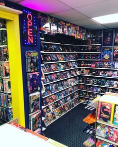 a store filled with lots of dvds and games