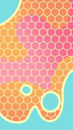 an orange and pink abstract background with hexagonal shapes