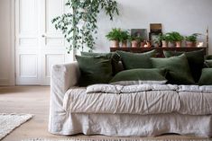 a living room filled with furniture and lots of plants