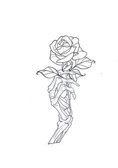 a black and white drawing of a rose