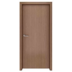 an open wooden door with a handle on the front and side panel, isolated against a white background