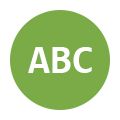 the abc logo is green and white