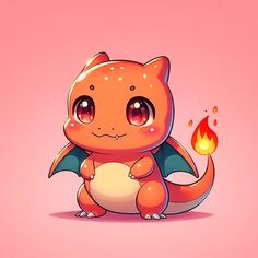 a cute little orange cat with big eyes holding a fire in it's paws