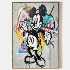 Mickey Mouse Graffiti Canvas Art for Sale Mickey Mouse Graffiti Street Painting Mickey Mouse Kids Room Wall Art Abstract Graffiti Art, Abstract Graffiti, Graffiti Wall Art, Graffiti Wall, Linen Canvas, Contemporary Home Decor, 21 Days, Unique Artwork, Silver Frame