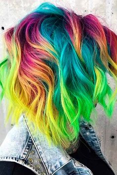 Short Curly Hairstyles For Women, Inner Witch, Short Curly Hairstyles, Multi Colored Hair, Neon Hair, Super Hair, Hair Styles 2017