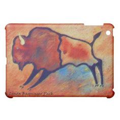 a drawing of a bison on an orange background ipad case for the ipad 2g