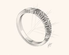 Diamond Ring Drawing, Industrial Sketch, Construction Drawing, New Sketches, Gold Drawing